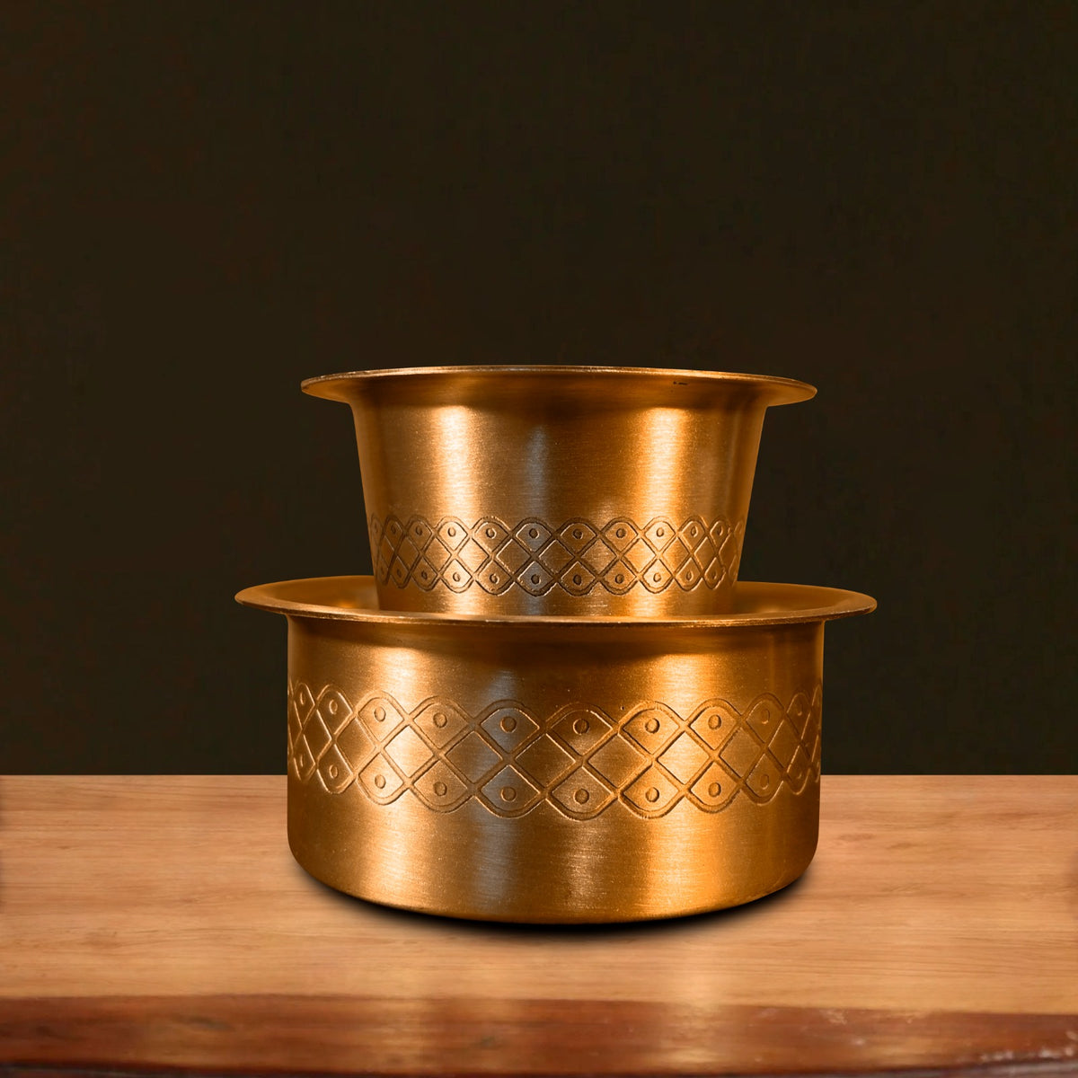 Brass Handcrafted Coffee Filter With Dabara Set - Traditional South In Coffee Experience