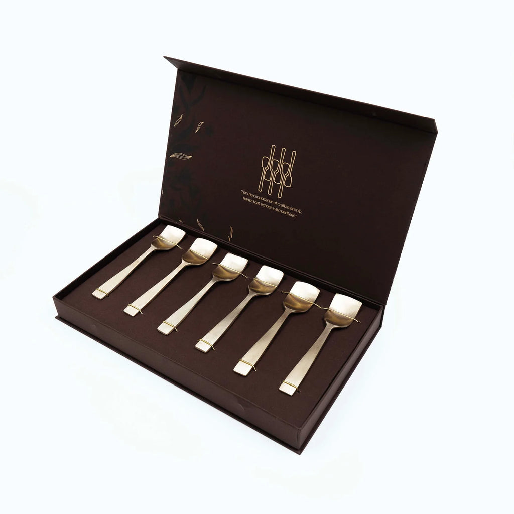 Kansa Dessert Spoon (Set of 6) (Gift box) – UrthIndia