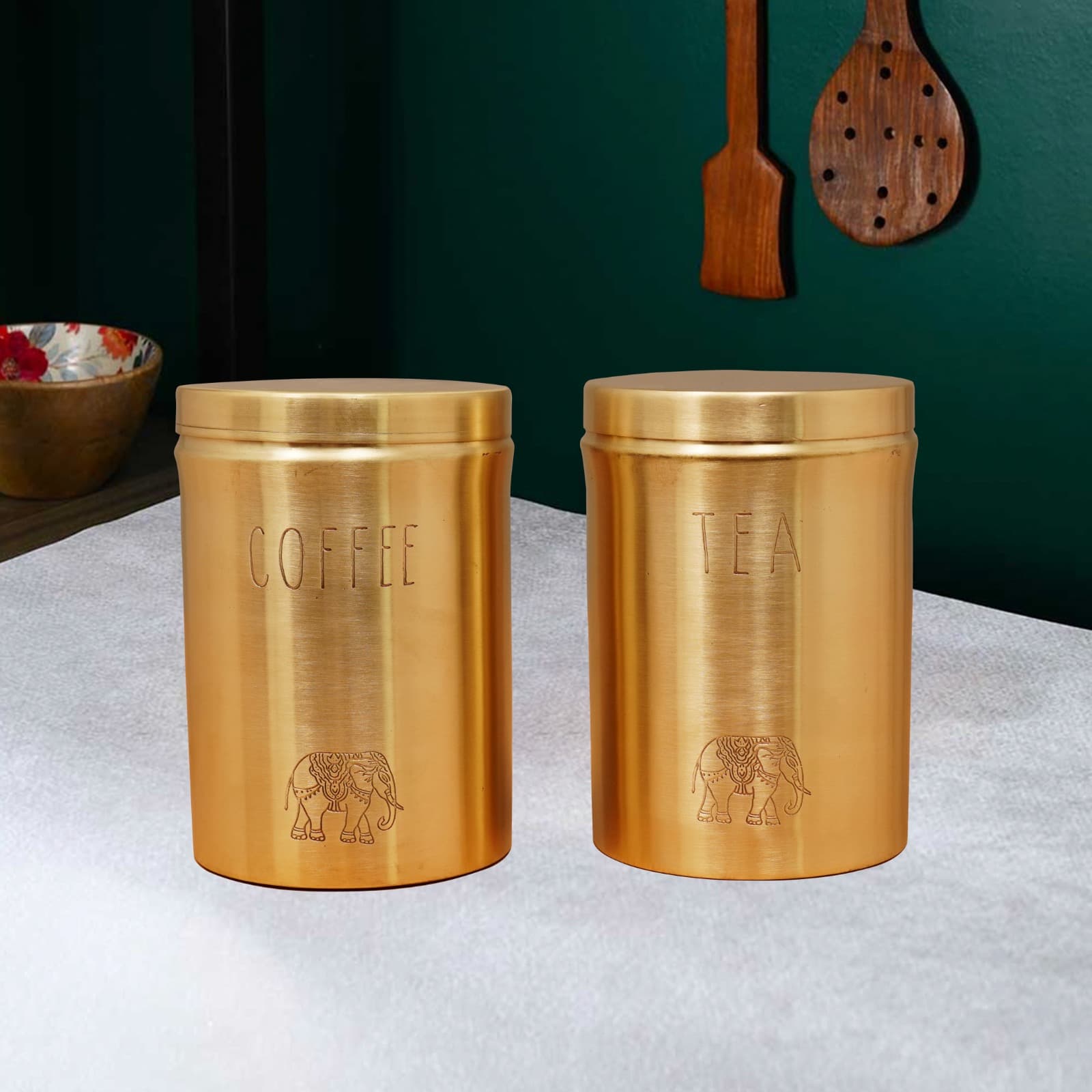 Pure Brass Tea And Coffee Container Set